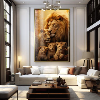Quadro 60x40 CM Decorativo GRANDE Alta Resolução Para Sala Quarto Escritório Quadro Familia Unida 3 Filhotes