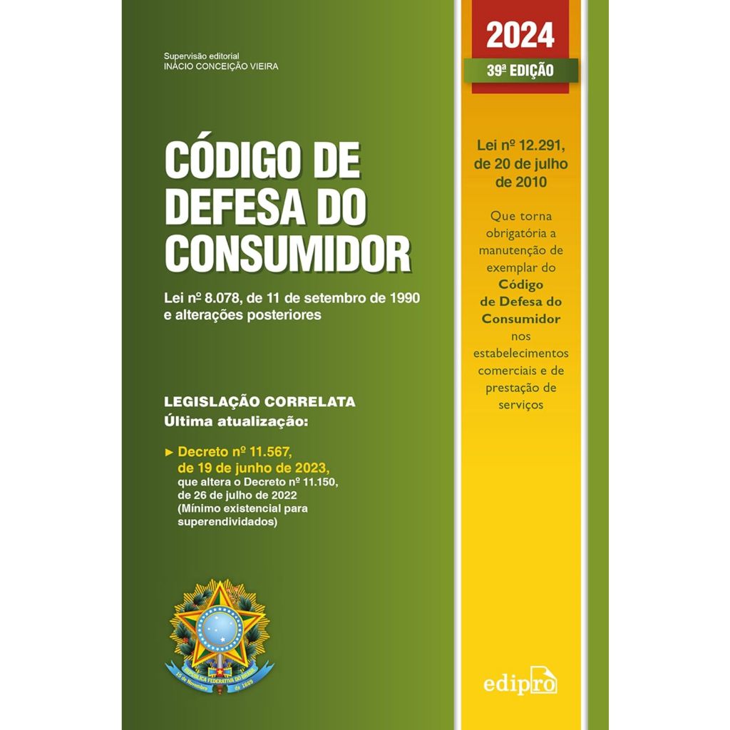 Livro Codigo de Defesa do Consumidor 2024 - Atualizada até Decreto 11.567 de Julho 2023