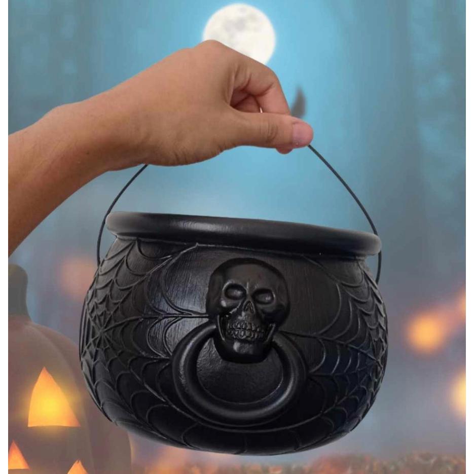 Caldeirão de Bruxa Grande Decoração Halloween Plástico Doces ou travessuras