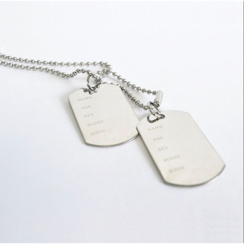 Corrente colar militar masculino placa identificação aço inox
