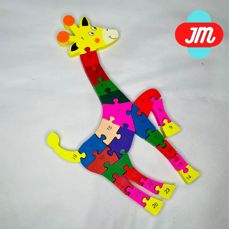 Ideiaria  Quebra Cabeça Infantil 3D Madeira MDF Alfabeto 26 Peças Girafa -  Toymix
