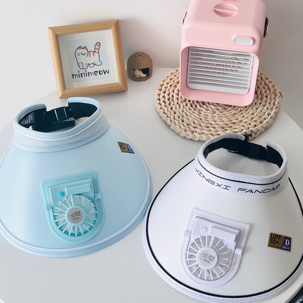 Chapéu De Sol Com Viseira Ventilador Recarregável USB UPF50+