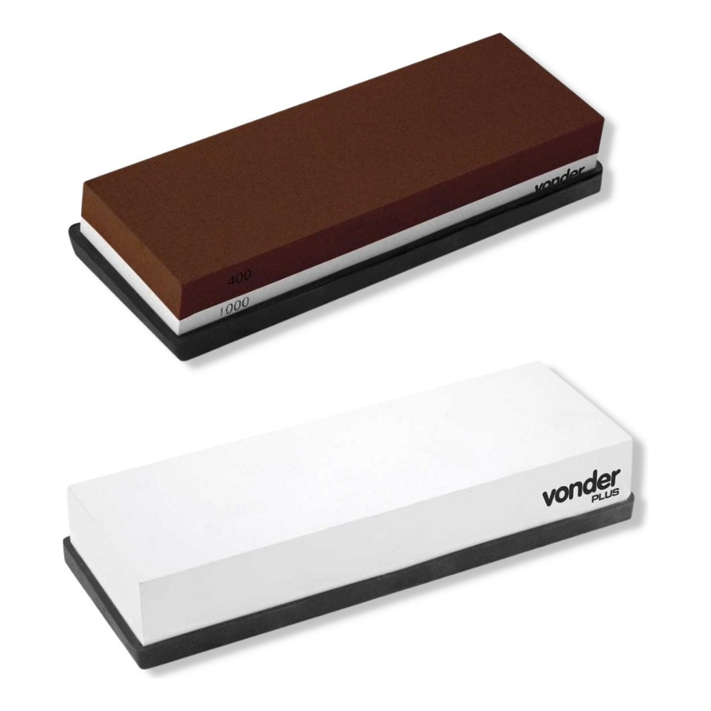 Kit 2 Pedras De Amolar Afiar Faca Canivete Amolador G 400/1000 - 2000 Vonder