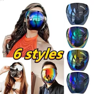 Carnaval Óculos De Sol Com Proteção Facial Para Ambientes Externos Visor Multifuncional Extra Grande Face Colorido Máscara Anti-Embaçante Completo À Prova De Poeira envia na hora
