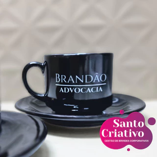 Xícara Personalizada Com Pires - Preta