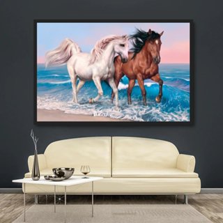 Quadro decorativo Cavalo Preto Pulando Para Sala Quarto Escr