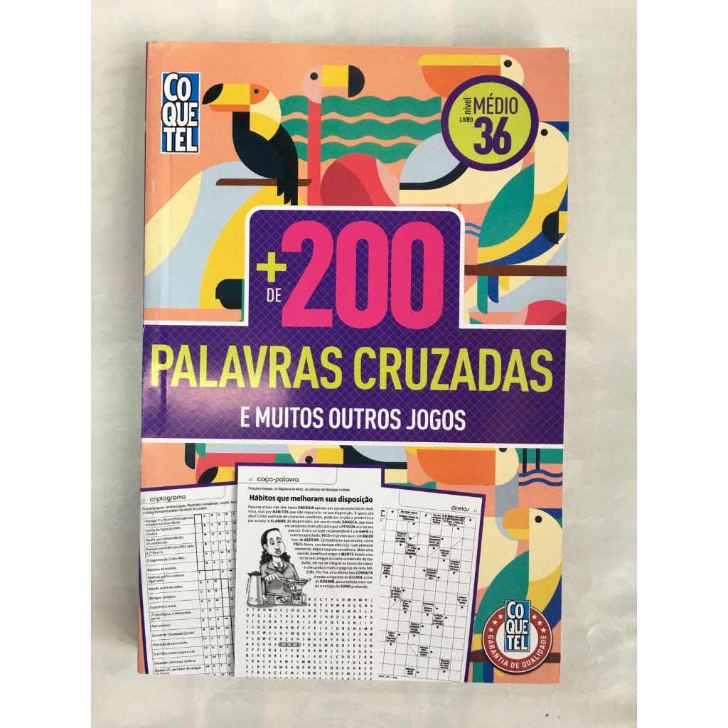 Kit 2 Livros PALAVRAS CRUZADAS Coquetel e Caras 180 Páginas de Passatempo Jogos  PALAVRAS CRUZADAS Palavras Cruzadas Coquetel 82 páginas e Palavras Cruzdas  Editora CARAS 98 páginas