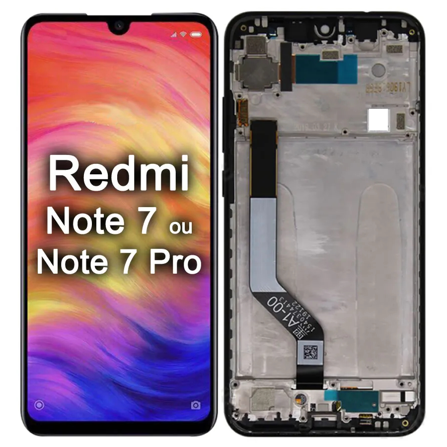 VERRE DE RECHANGE AVANT POUR XIAOMI REDMI NOTE 7 PRO TACTILE AVANT NOIR