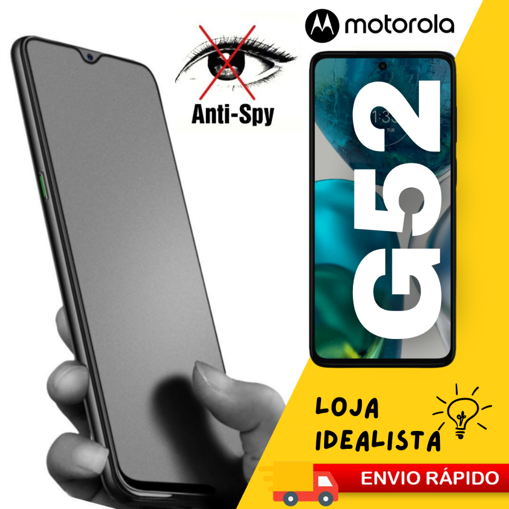 Película Cerâmica Fosca Privacidade P/ Motorola Moto G52 Matte AntiSpy 3D 9D - Envio Imediato