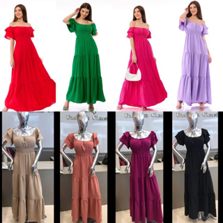Vestido longo evangélico com bojo super estiloso