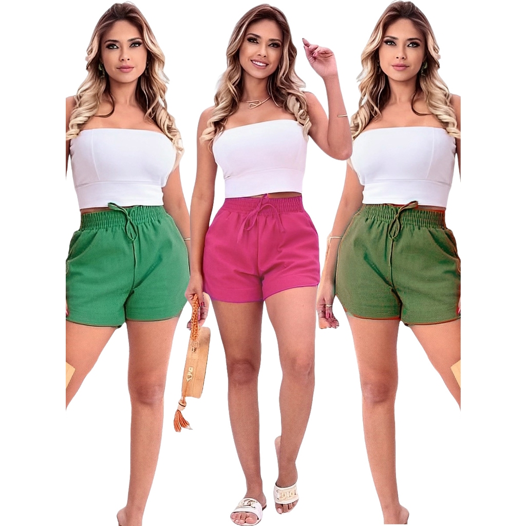 Kit 3 Short Jeans Feminino Bermudas Atacado Roupas Femininas Cintura Alta  Hot Pants Blogueira Destroyed - Escorrega o Preço