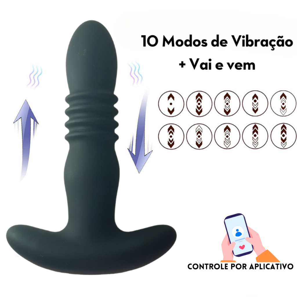 Estimulador De Próstata Plug Vai E Vem Vibrador Controle App Aplicativo