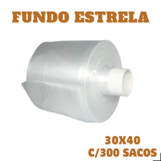 Bobina Saco Plástico Picotada Fundo Estrela 30x40 c/300un