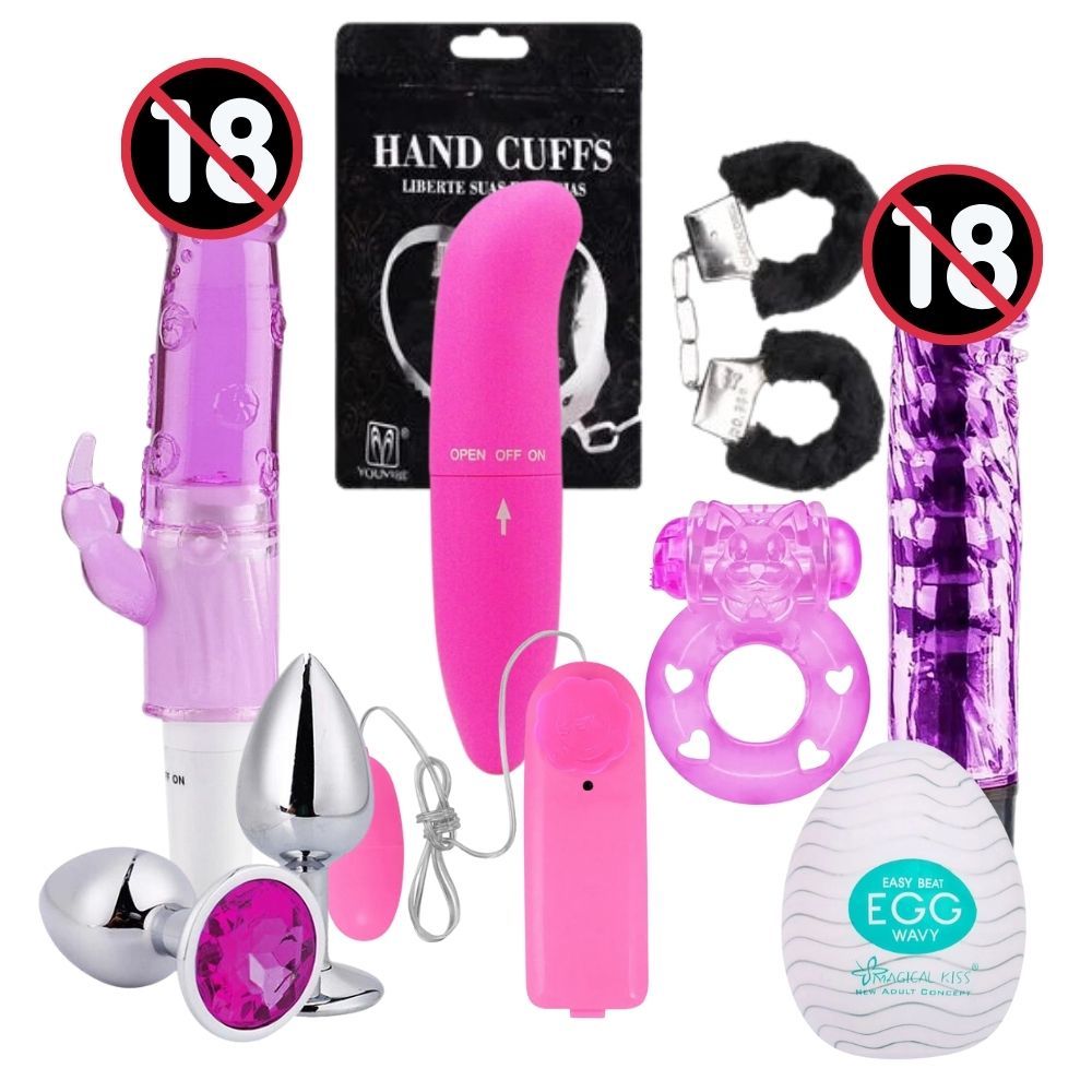 Kit 8 Itens Sex Shop Com Vibrador Feminino, Plug Anal, Masturbador  Masculino, Anel Peniano, Algema | Shopee Brasil