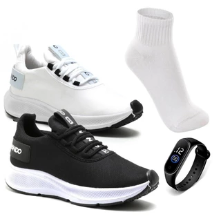 Combo 2 Tenis Masculino Sport Academia + Meia + Relógio