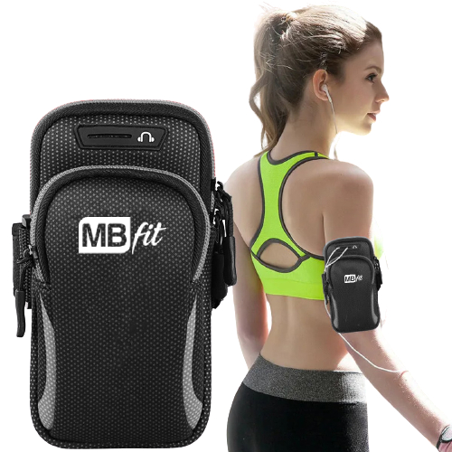 Braçadeira Esportiva Para Celular Smartphone Universal Suporte Impermeável Ajustável Mãos Livres Saída Fone De Ouvido Fit Treino Corrida Academia Caminhada
