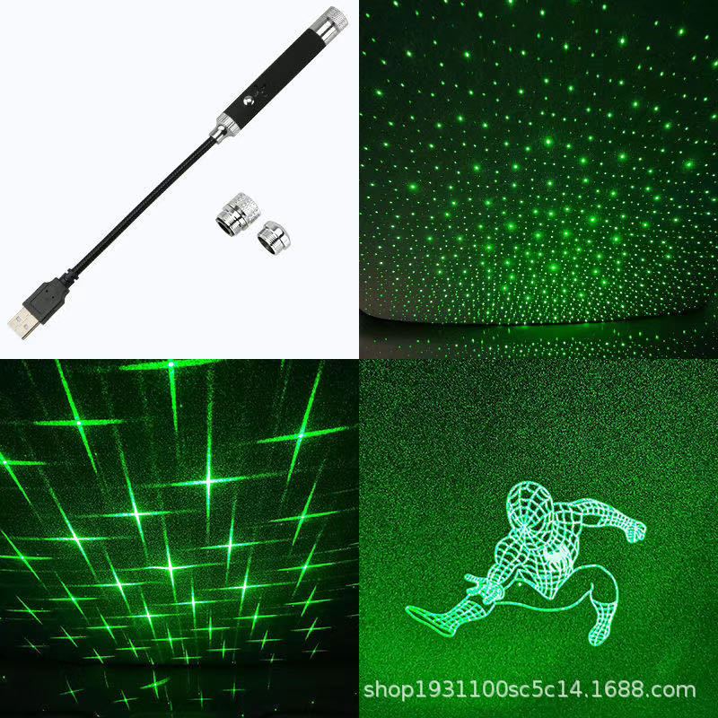 Neon Atmosfera Do Carro Universal USB Luz Azul Vermelho Decoração De Interiores Mini LED Projeção Lâmpada Estrela Noite Céu