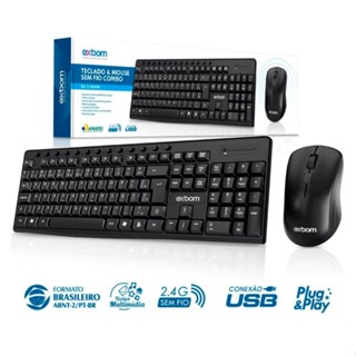 Kit teclado e mouse sem fio ABNT II 2.4Ghz multimídia BK-S1000M EXBOM