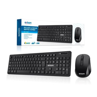 Kit teclado e mouse sem fio ABNT II 2.4Ghz BK-S1000F EXBOM
