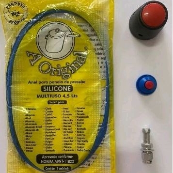 Kit para panela de pressão clock 4,5L fechamento interno, 1Borracha, 1Peso clock novo, 1Pino central e válvula de segurança silicone