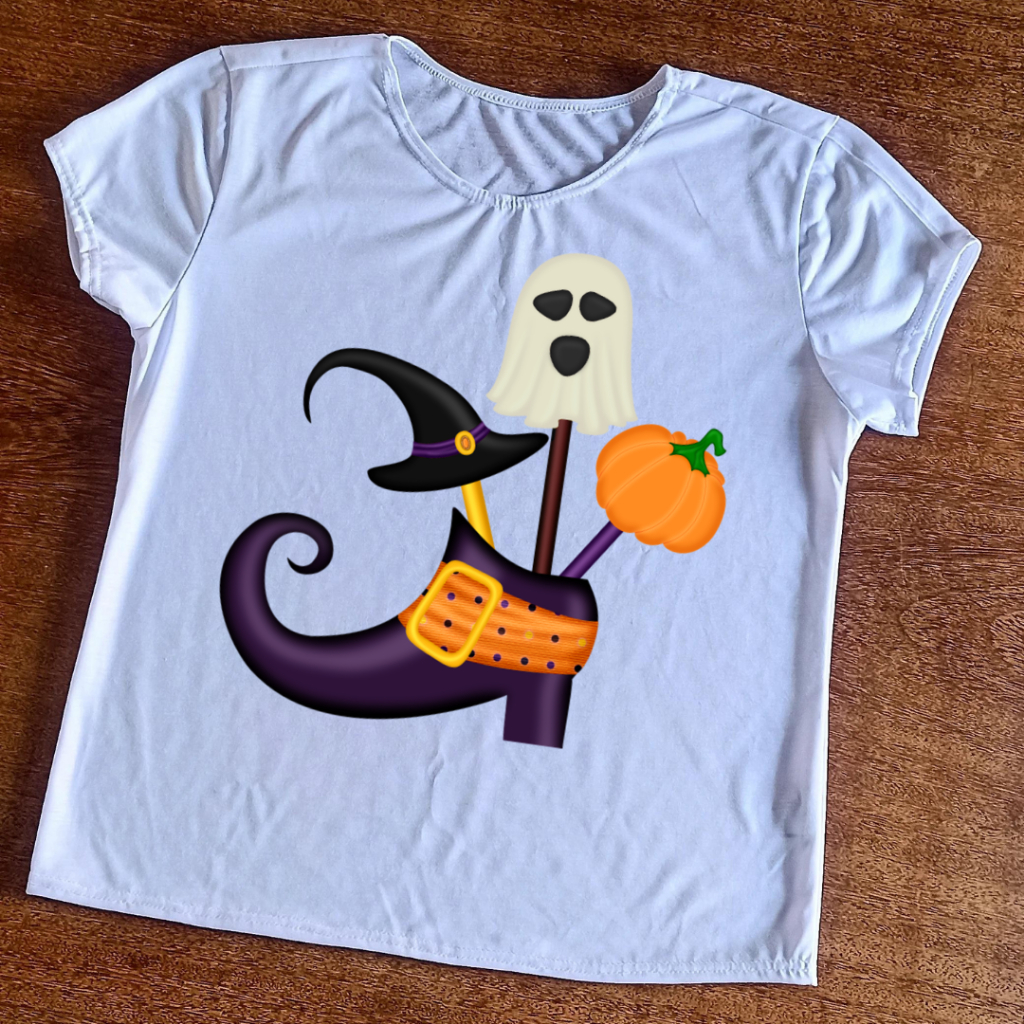 Camiseta Happy Halloween Dia das Bruxas Terror Adulto Infantil Masculina  Feminina Baby look Estampa Total Personalize