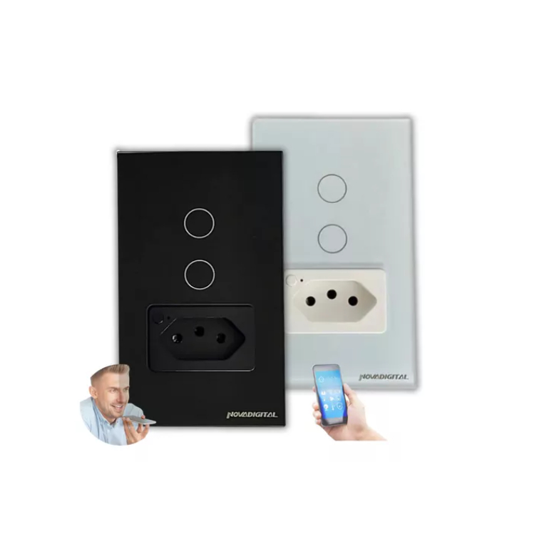 Interruptor Inteligente 1/2 Botão + Tomada Wifi Smart Alexa Google