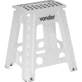 Banquinho Banqueta Dobrável 45cm Antiderrapante Resistente até 150kg Branca Vonder
