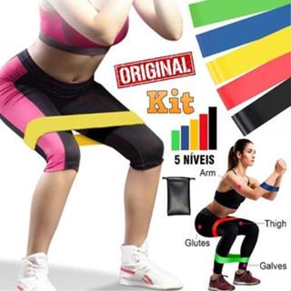 Kit 5 Faixas Elásticas Thera Band Com 5 Níveis Fisioterapia Exercicio Academia Treino Em Casa