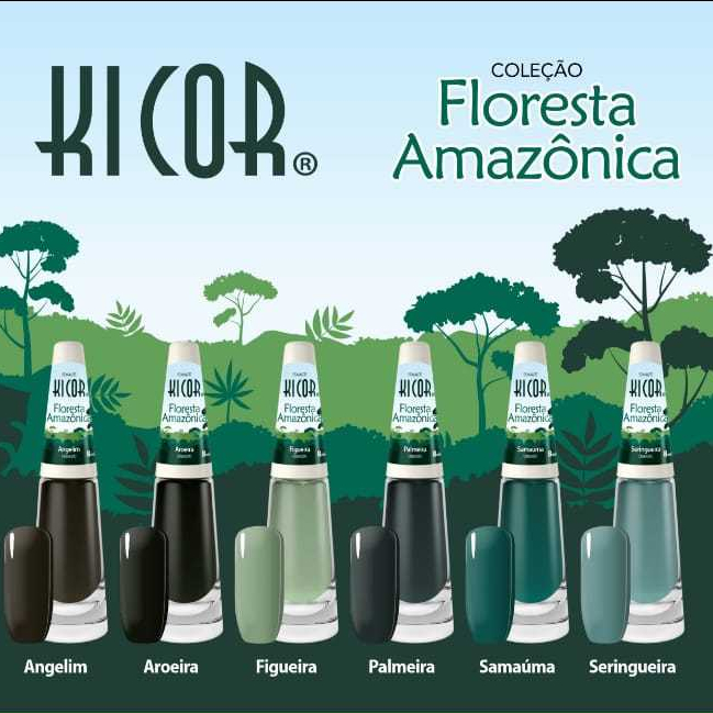 Esmaltes Ki Cor 7 unid - Coleção Floresta Amazônica c/6 unidades 8ml + 1 Esm Ki Cor Francesinha 8ml
