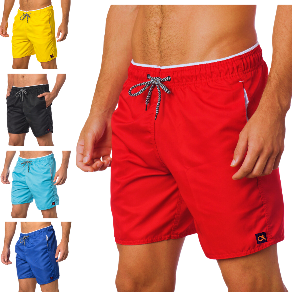 5 Short Praia Masculino Bermuda Treino Corrida Tactel Academia Tecido Grosso 3 Bolsos