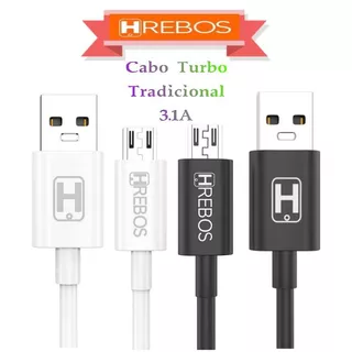 Cabo V8 Turbo 3.1A Tradicional Carregamento Rápido original Hrebos Hs-77