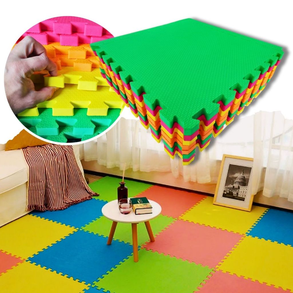 Kit 4 Tapete Infantil Emborrachado EVA Tatame 1m² 50x50x2cm 20mm Grosso ...