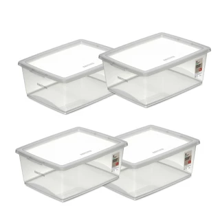 Kit 4 Caixa Organizadora Com Trava 15 Litros Cristal Ordene