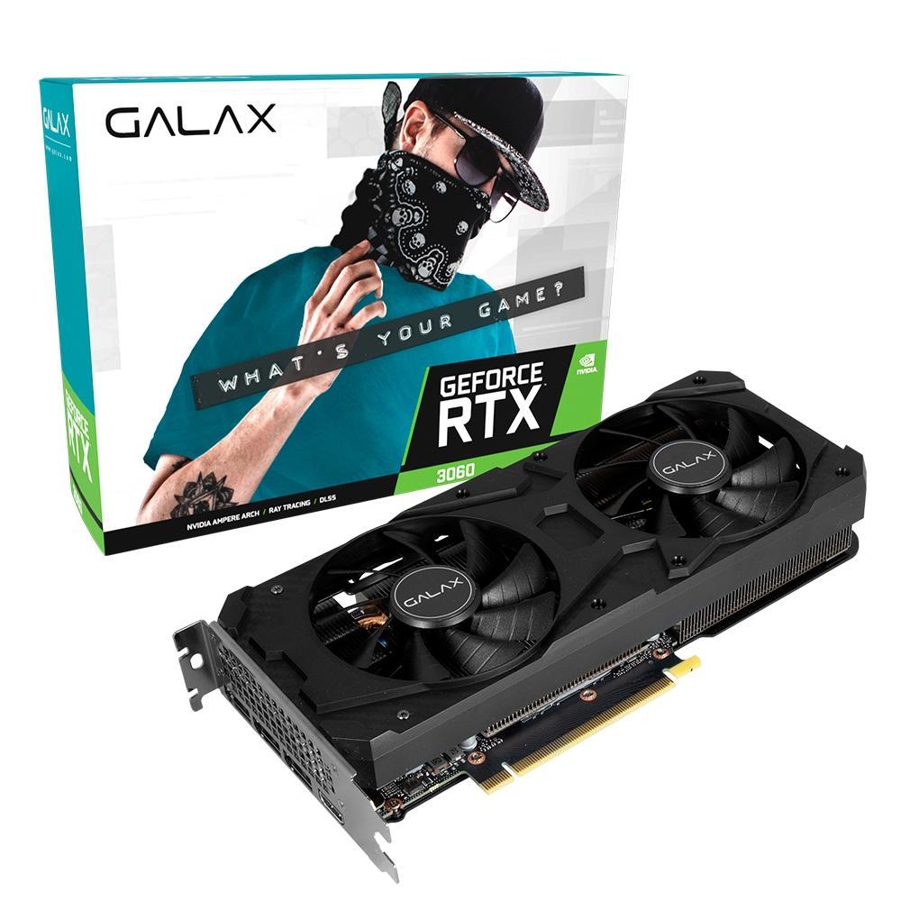 Placa de Vídeo RTX 3060 1-Click OC Galax GeForce, 12GB GDDR6, LHR, DLSS, Ray Tracing