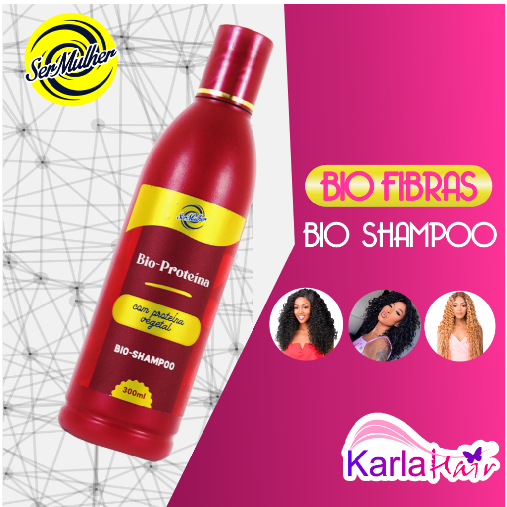 BIO SHAMPOO 300ml Linha Bio Proteína SER MULHER SHAMPOO PARA BIO FIBRAS E CABELOS ORGANICOS