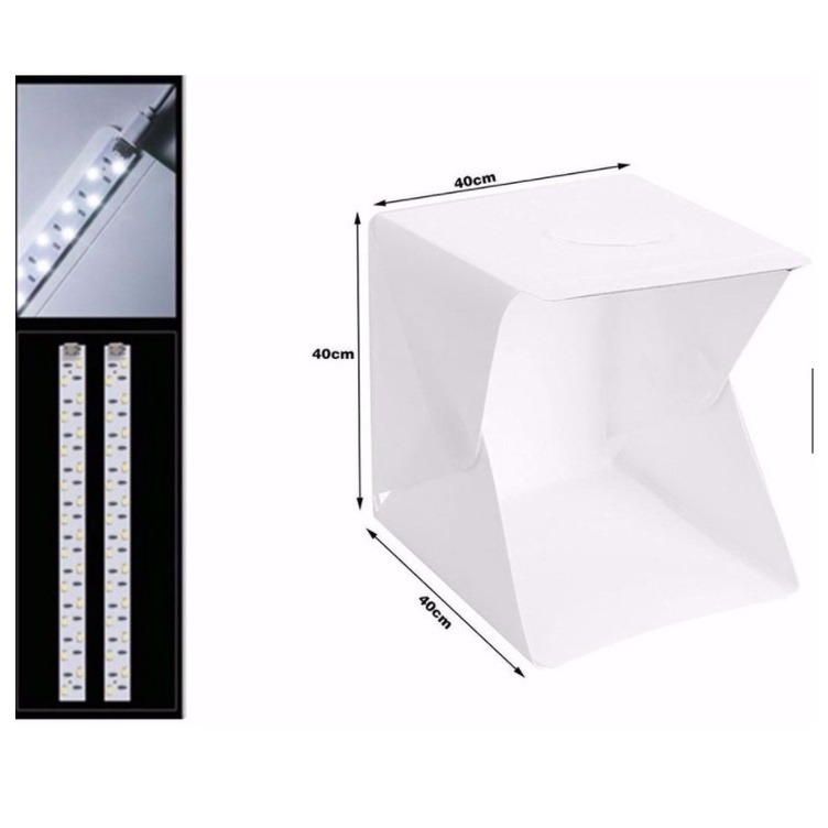 Lightbox Fotografico 40x40cm Con 120 LED Per Gioielli E Piccoli Prodotti