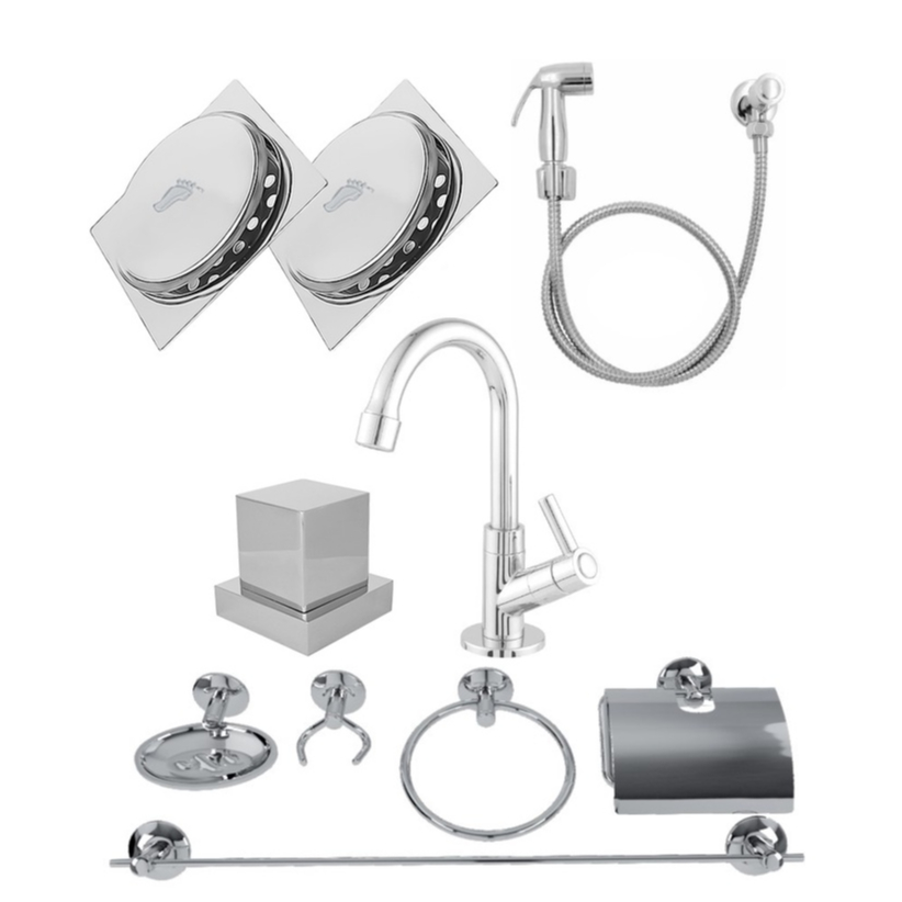Kit Para Banheiro Acessórios de Metal Aço Inox 10 peças - 1 KIT ...