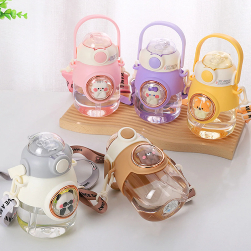 1000ml Crianças Copo de Água Cápsula Espacial Kawaii Cartoon Chaleira de Água à Prova de Vazamento Alça de Ombro Destacável Drinkware para Viagem Piquenique