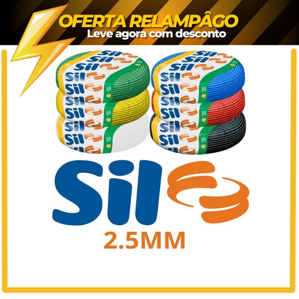 Fio Cabo Elétrico Flexivel Cabinho de Energia Sil 2,5mm rolo com 50 Metros