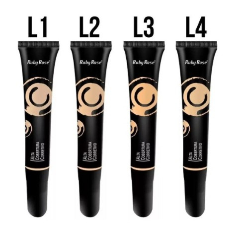 corretivo liquido para maquiagem ruby rose bisnaga com pincel alta cobertura