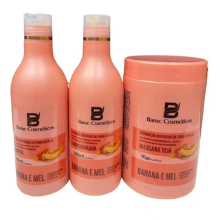 Kit Banana e Mel Efeito Teia Reparação Hidratação Nutrição + Vitaminas Baruc