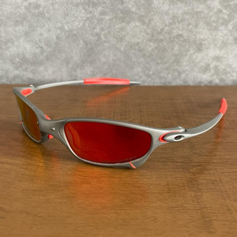 Óculos de sol Juliet carbon lentes ruby brilho reto kit de borrachinha  vermelho