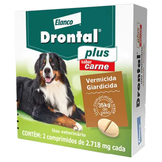 Drontal Plus Cães Sabor Carne 35kg - Caixa 2 Comprimidos