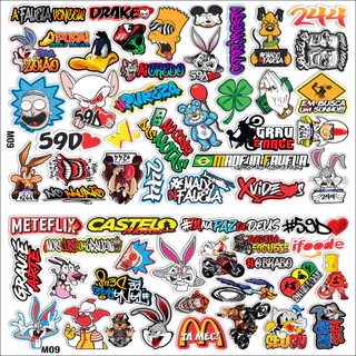 Cartela de adesivos 61 unidades - para Bike Carro Moto Capacete impreshow M09