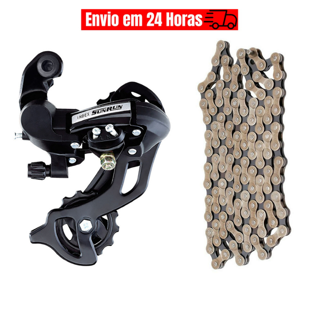 Câmbio Traseiro Sunrun 8v Bike 24 Marchas Index Mega Compatível C/Shimano Corrente Bicicleta Indexada 24v