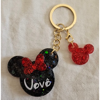 Chaveiro Resina Minnie ou Mickey Personalizado com pingente.