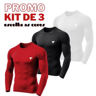 Kit 3 Blusas Camisa Térmicas Segunda Pele Tecido Gelado Ciclismo Pesca Praia e Também c/ 2 Peças