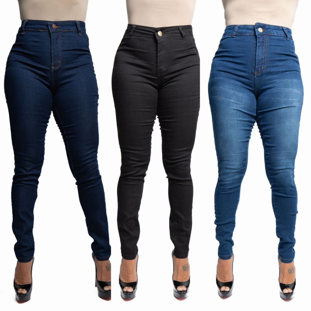 Calça Jeans Feminina Com Elastano Skinny Levanta Bumbum Cintura