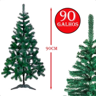 Árvore de Natal Pequena 90cm 100 galhos Pinheiro Verde e Nevada Luxo Decoração Natalina Premium