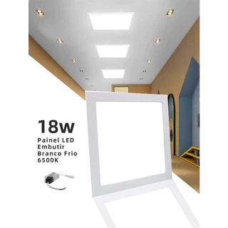 Luminária Painel Led Plafon de embutir 18w quadrado 6000K-6500k luz branco frio